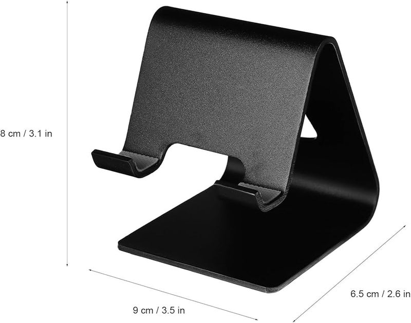 Aluminum Alloy Phone Stand 2 Pcs Black Mobile Holder Compatible with Smartphones for Desk Home Office - Image 2